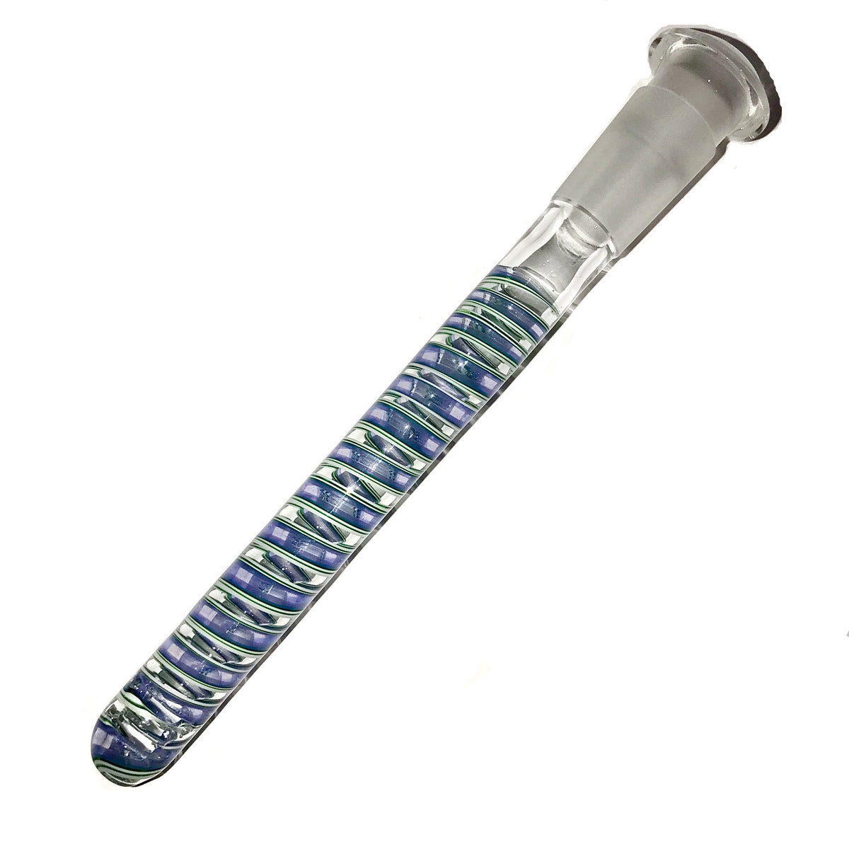 qfactorglass 18/14mm Custom Linework Downstem & Slide Set (Purple/Teal/White) 6 Inches In Length