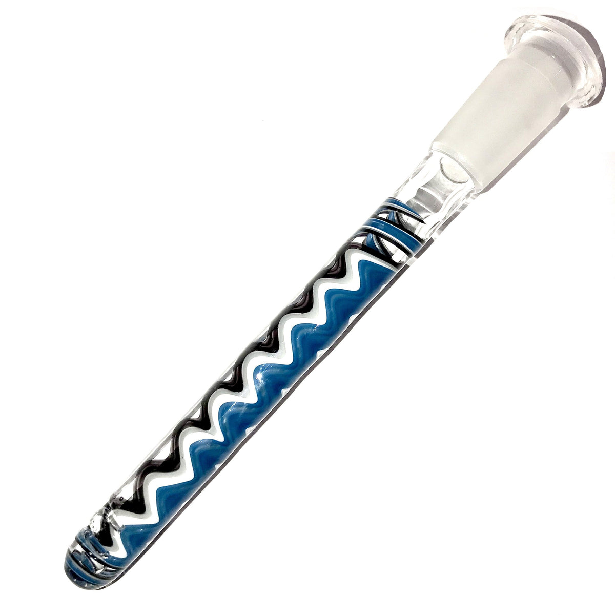 qfactorglass 18/14mm Custom Linework Downstem & Slide Set (Blue/Black/White) 6 Inches In Length