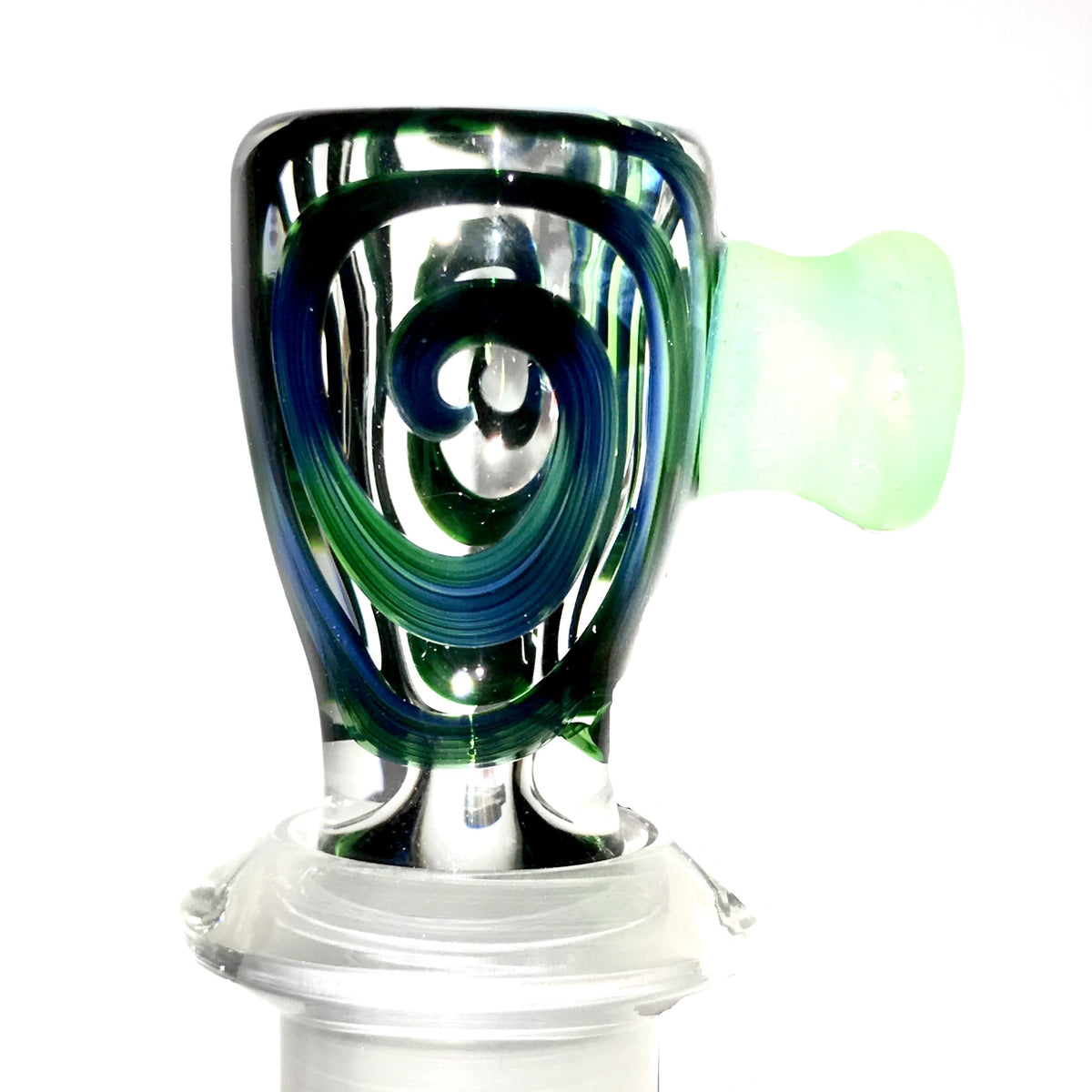 qfactorglass 18/14mm Custom Linework Downstem & Slide Set (Experimental Green) 6 Inches In Length show variant 