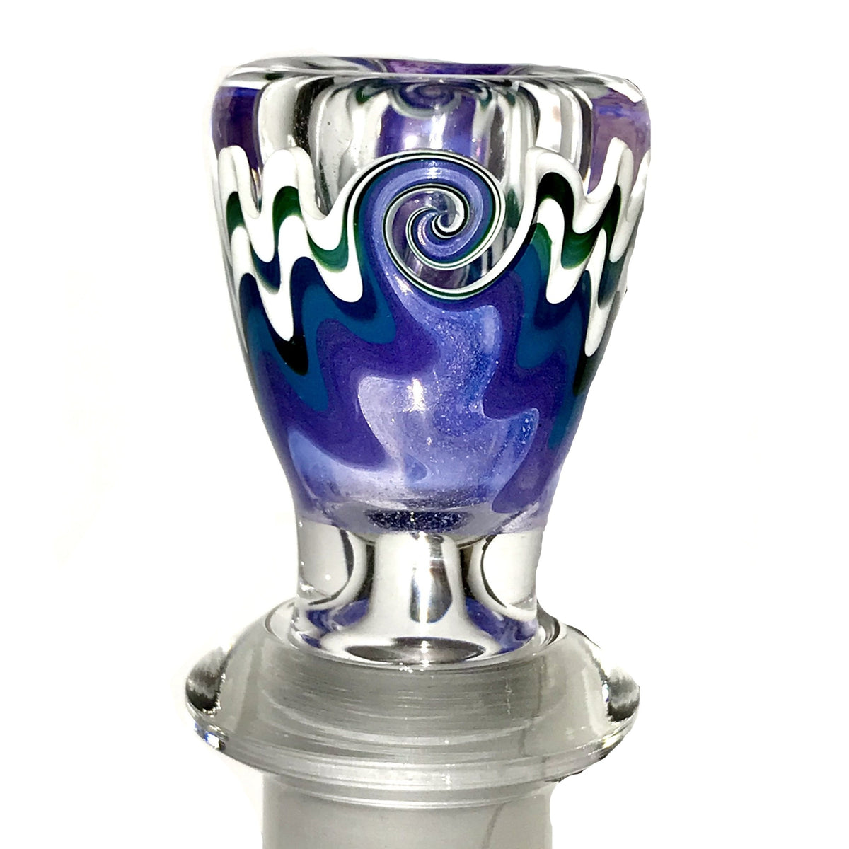 qfactorglass 18/14mm Custom Linework Downstem & Slide Set (Purple/Teal/White) 6 Inches In Length show variant