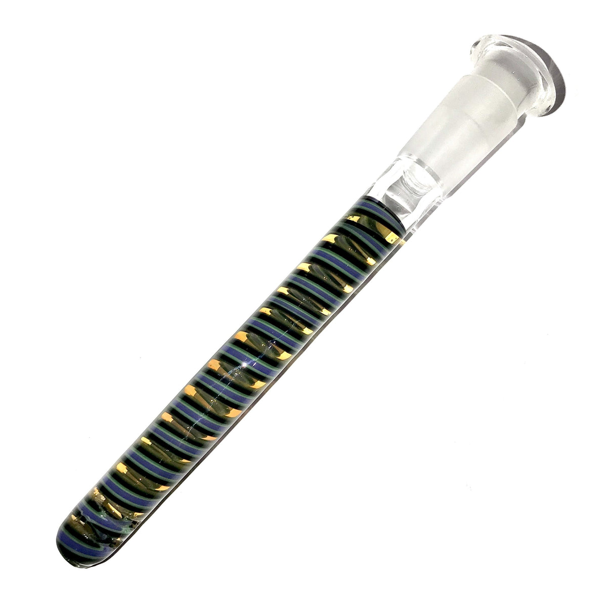 qfactorglass 18/14mm Custom Linework Downstem & Slide Set (Purple/Green/Yellow) 6 Inches In Length