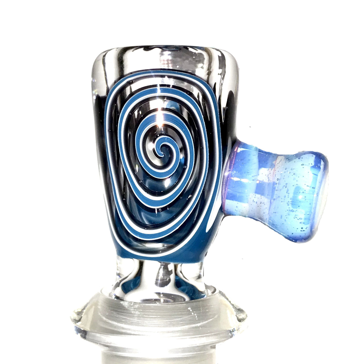 qfactorglass 18/14mm Custom Linework Downstem & Slide Set (Blue/White/Black/Moonstone) 6 Inches In Length show variant 