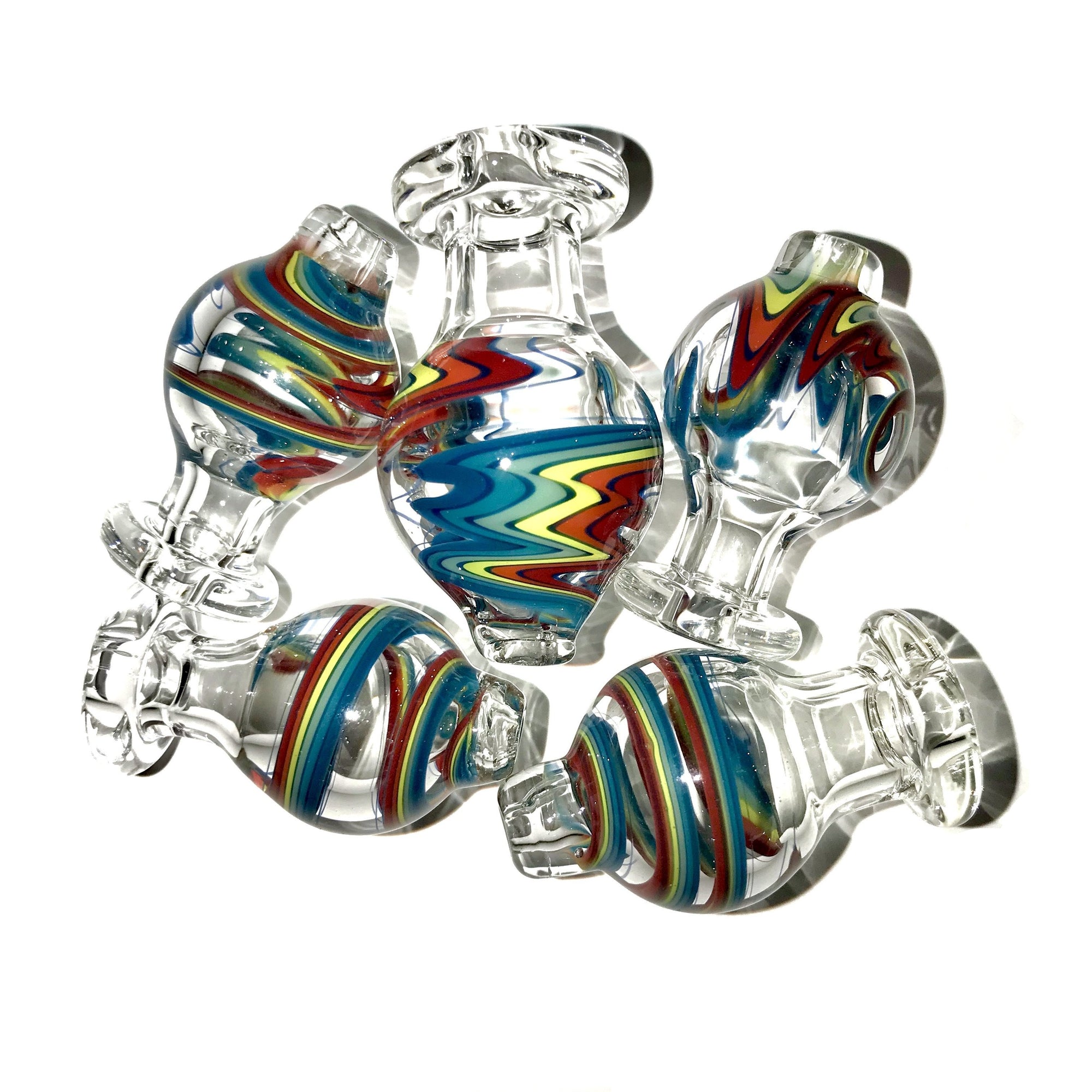 Hocus Pocus Glass Clear and Rainbow Linework Bubble Cap (One Single Bubble Cap)