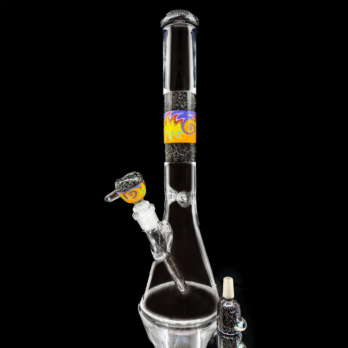 Vetro x Trademark Glass Custom Worked Beaker (Black Crushed Opal)