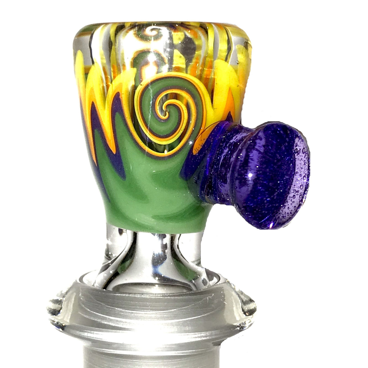 qfactorglass 18/14mm Custom Linework Downstem & Slide Set (Green/Purple/Orange/Yellow) 6 Inches In Length show variant