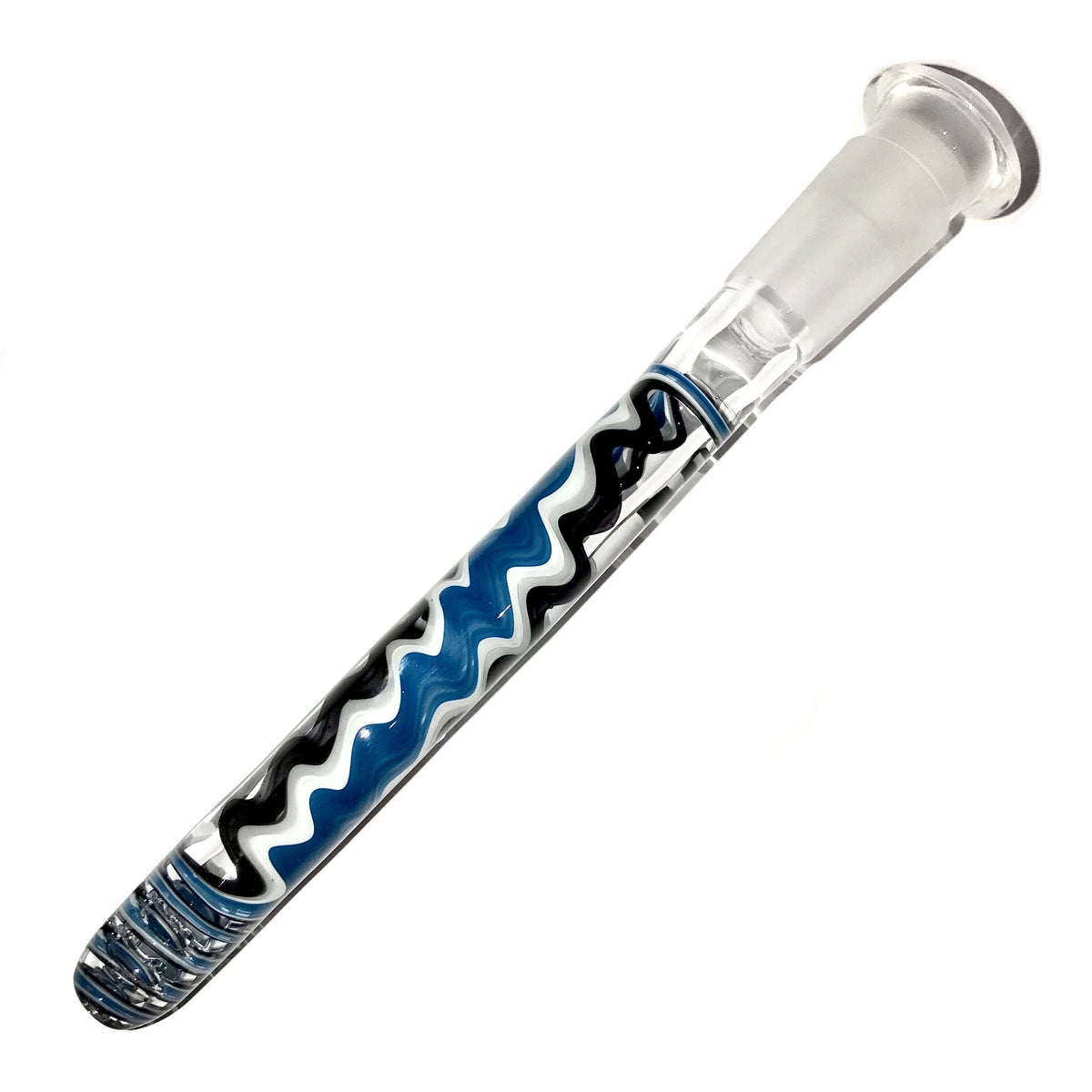 qfactorglass 18/14mm Custom Linework Downstem & Slide Set (Blue/White/Black/Moonstone) 6 Inches In Length