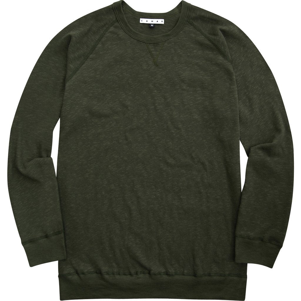 Olive Slub Knit Crewneck