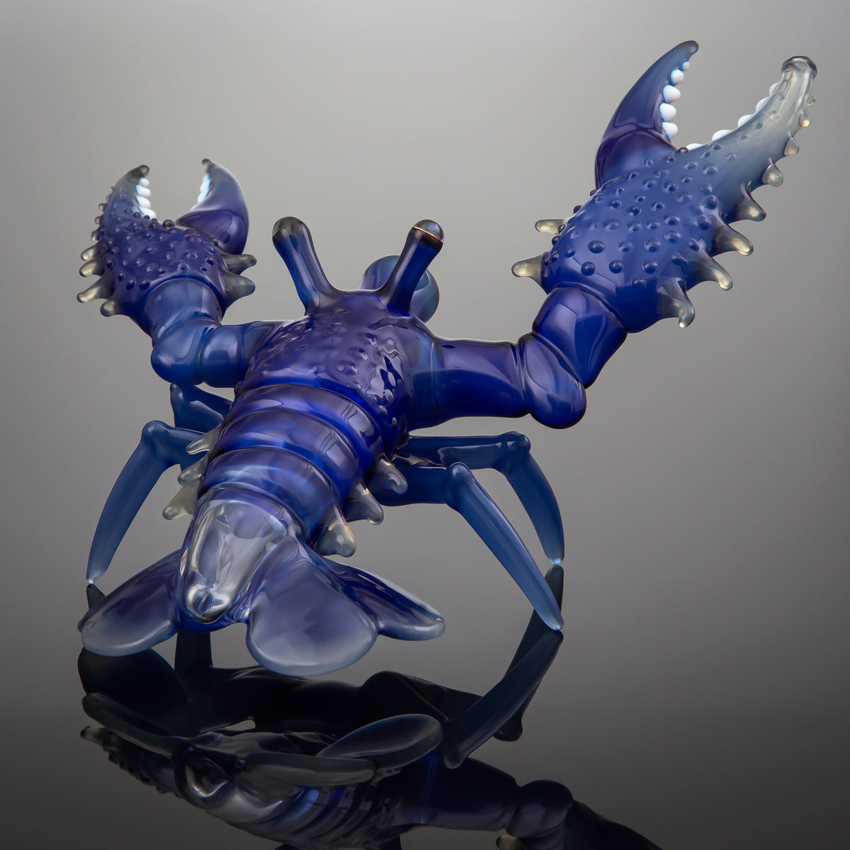 Lindemann Glass Blue Lobster Bubbler (Custom Blue Mix)